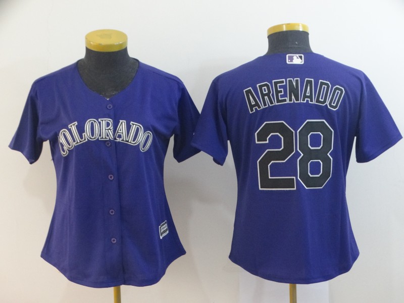 Men's Colorado Rockies #28 Nolan Arenado Purple Cool Base Stitched MLB Jersey